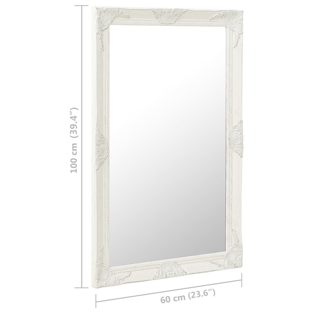vidaXL Zidno ogledalo u baroknom stilu 60 x 100 cm bijelo