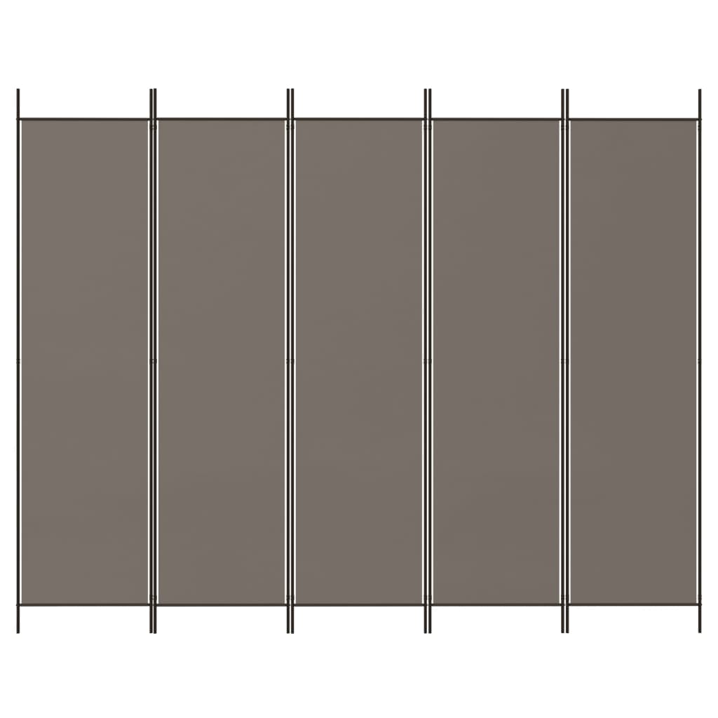 vidaXL Sobna pregrada s 5 panela Antracit 250 x 200 cm od tkanine