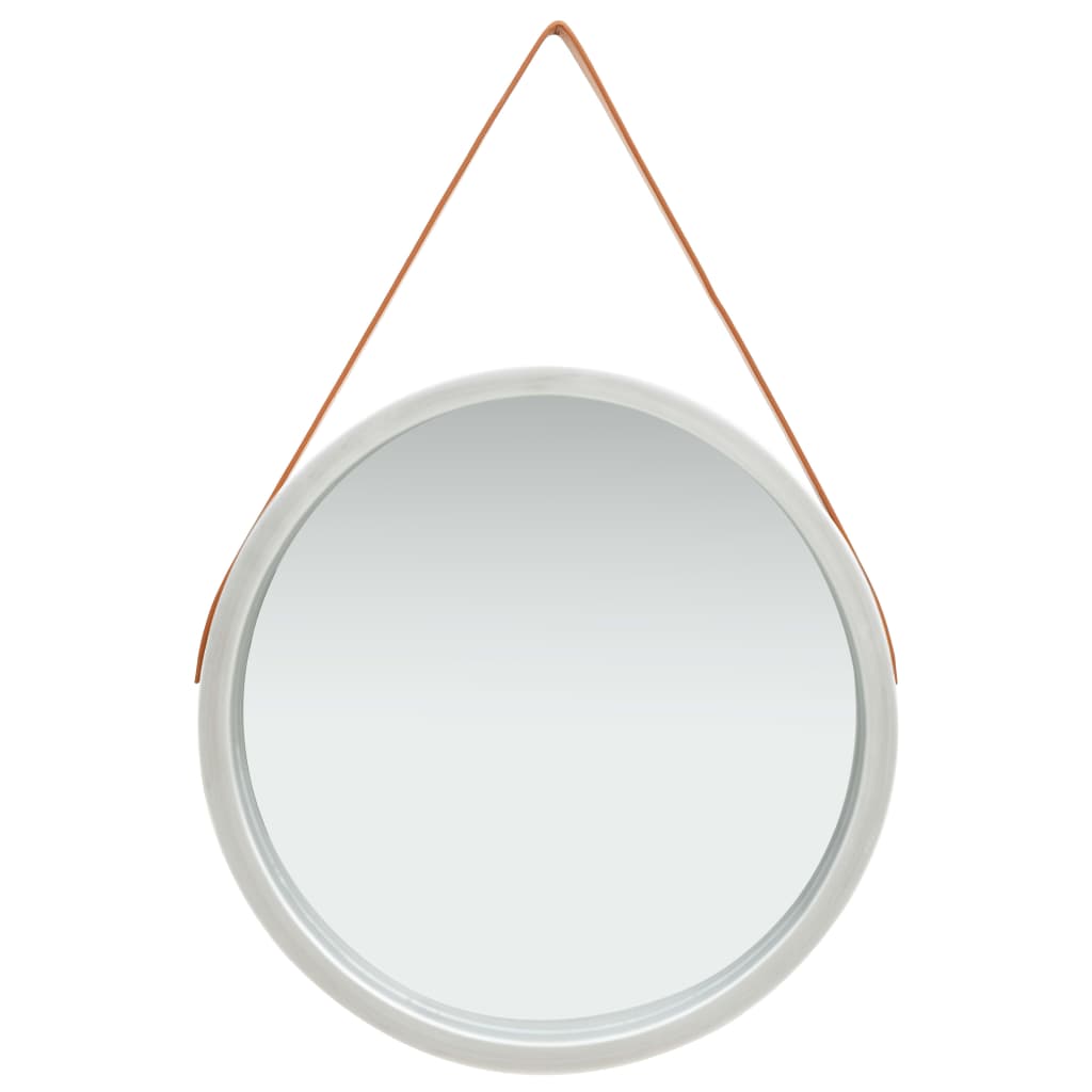 vidaXL Zidno ogledalo s trakom 60 cm srebrno