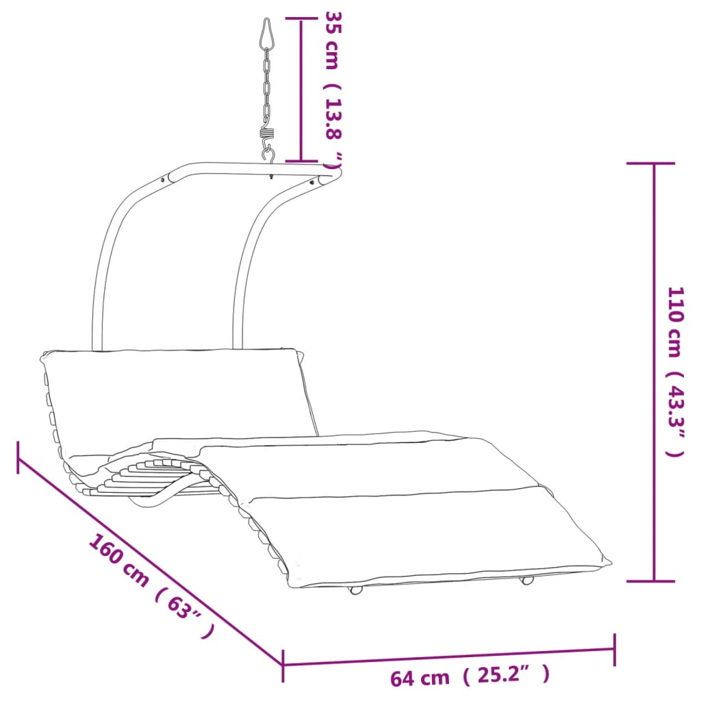 vidaXL Stolica za ljuljanje s jastukom od tkanine i drva topole
