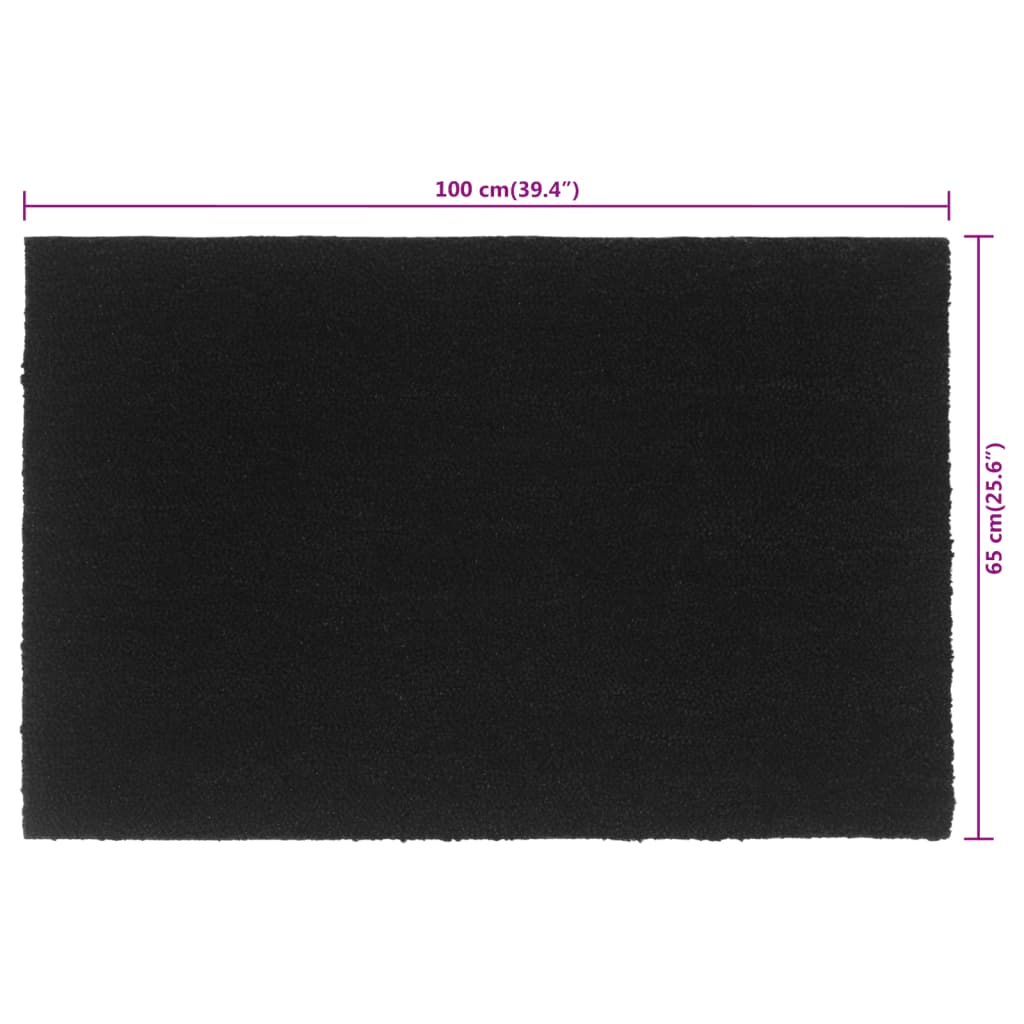 vidaXL Otirač crni 65 x 100 cm čupavi od kokosovih vlakana