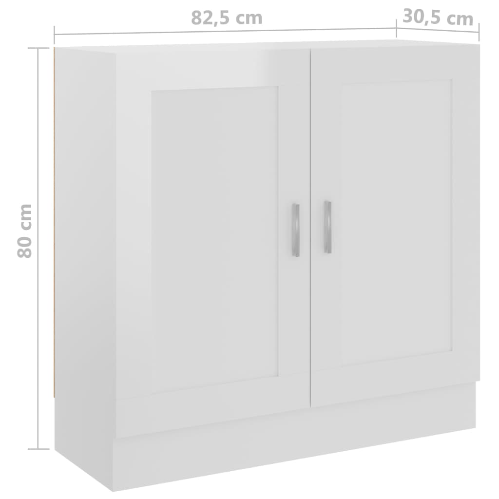 vidaXL Ormarić za knjige sjajni bijeli 82,5 x 30,5 x 80 cm drveni