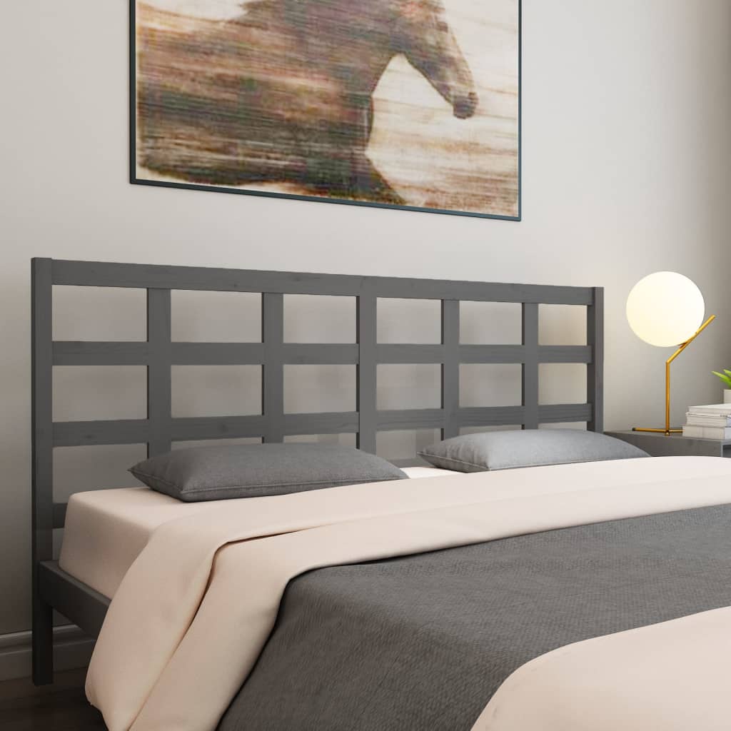 vidaXL Uzglavlje za krevet sivo 185,5 x 4 x 100 cm od masivne borovine