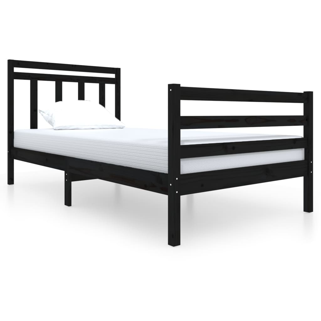 vidaXL Okvir za krevet od masivnog drva crni 100 x 200 cm