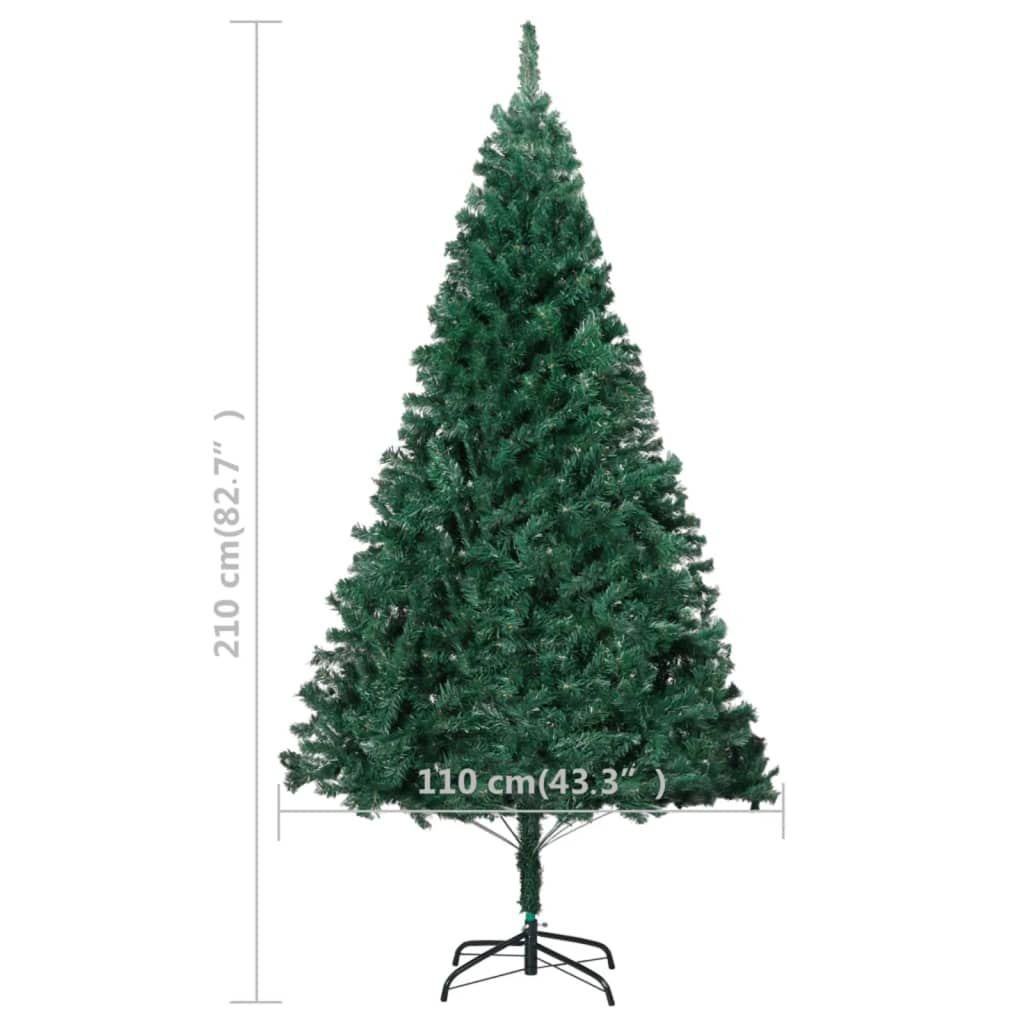vidaXL Umjetno osvijetljeno božićno drvce gustih grana zeleno 210 cm