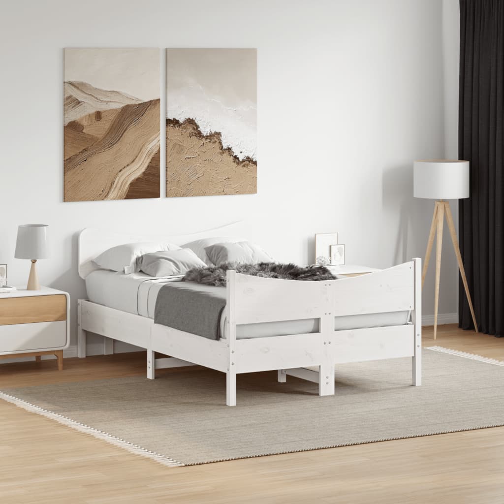 vidaXL Okvir kreveta s uzglavljem bijeli 120 x 200 cm masivna borovina