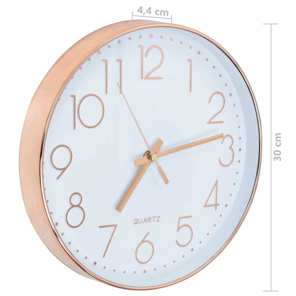 vidaXL Zidni sat 30 cm ružičasto zlatni