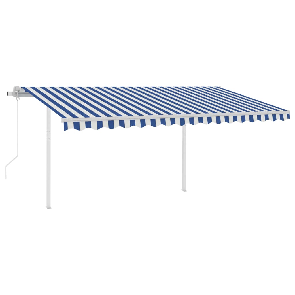 vidaXL Automatska tenda na uvlačenje sa stupovima 4 x 3 m plavo-bijela
