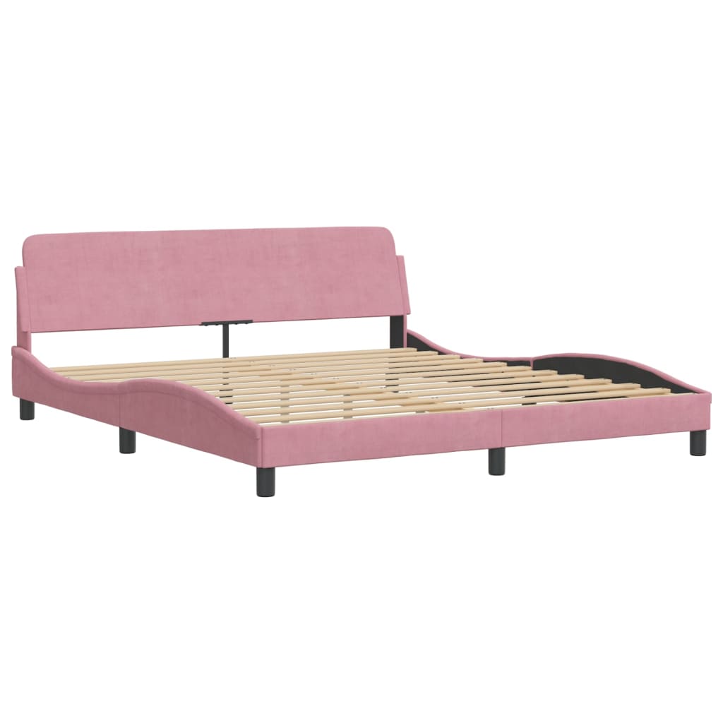 vidaXL Okvir za krevet s uzglavljem ružičasti 180x200 cm baršunasti