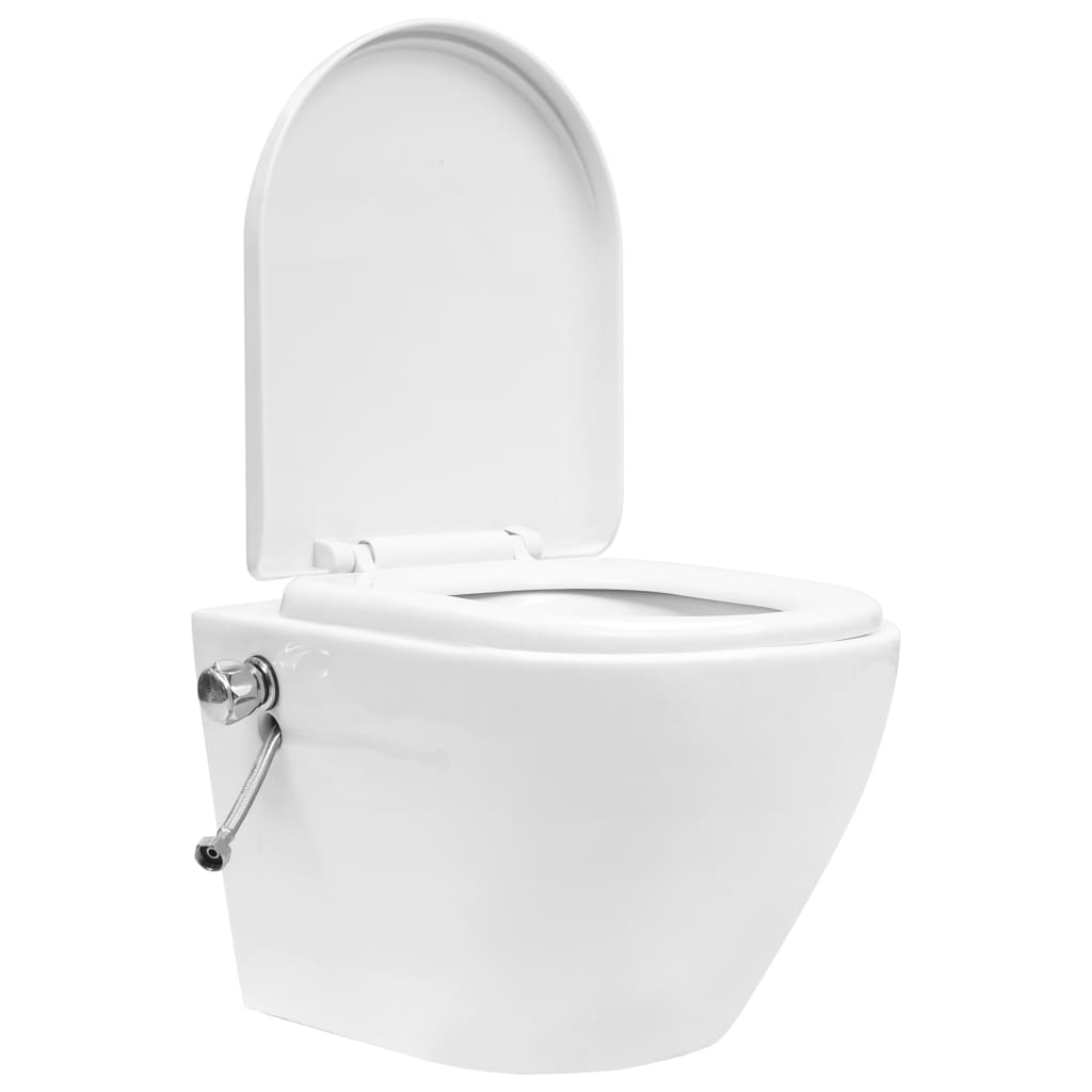 vidaXL Zidna WC školjka s ugradbenim vodokotlićem keramička bijela