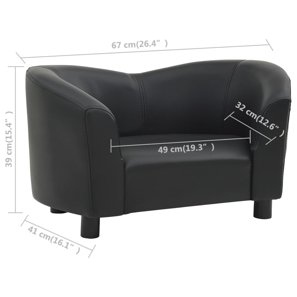 vidaXL Sofa za pse crna 67 x 41 x 39 cm od umjetne kože