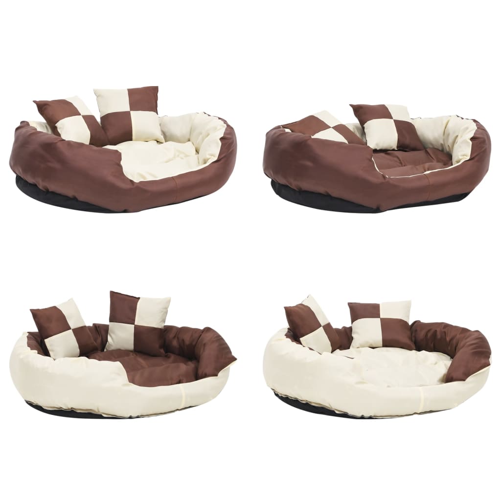 vidaXL Dvostrani perivi jastuk za pse smeđi i krem 85 x 70 x 20 cm