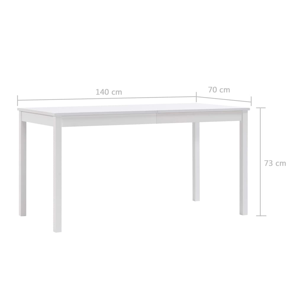 vidaXL Blagovaonski stol bijeli 140 x 70 x 73 cm od borovine