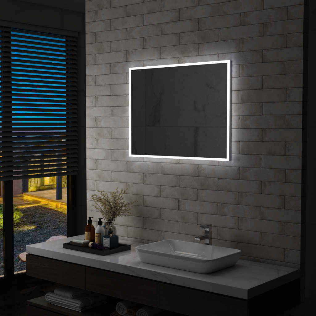vidaXL Kupaonsko LED zidno ogledalo 80 x 60 cm
