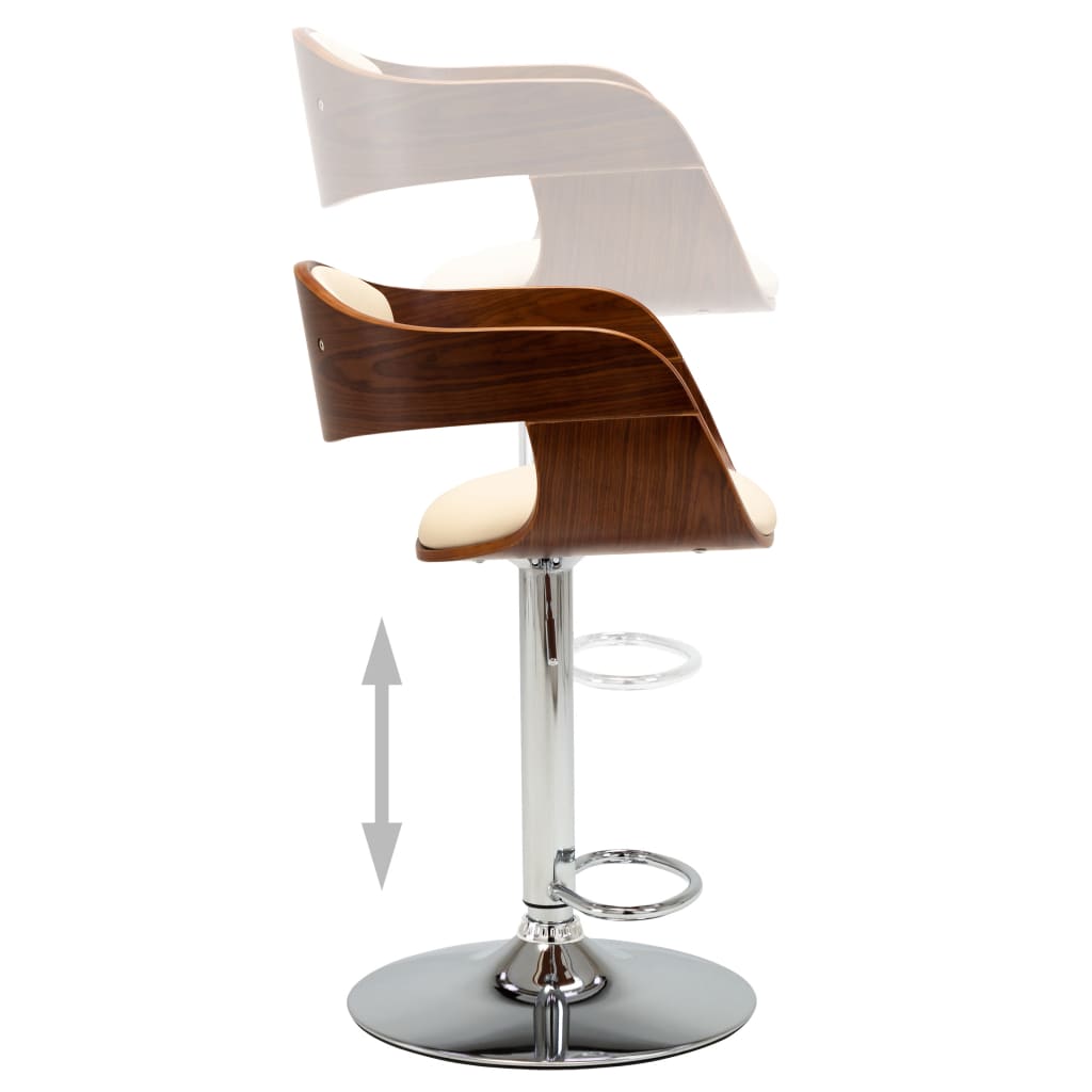 vidaXL Barska stolica od savijenog drva i umjetne kože krem