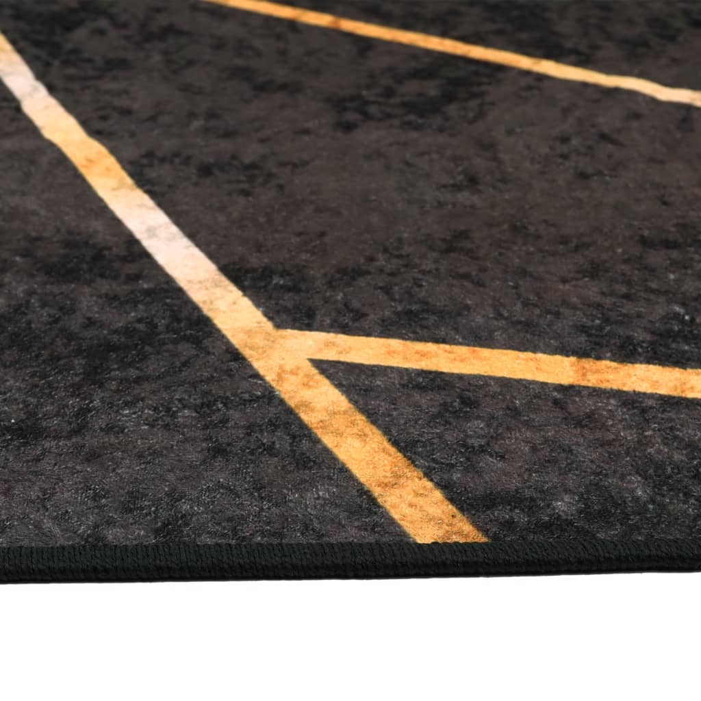 vidaXL Perivi tepih crno-zlatni 80x150 cm protuklizni