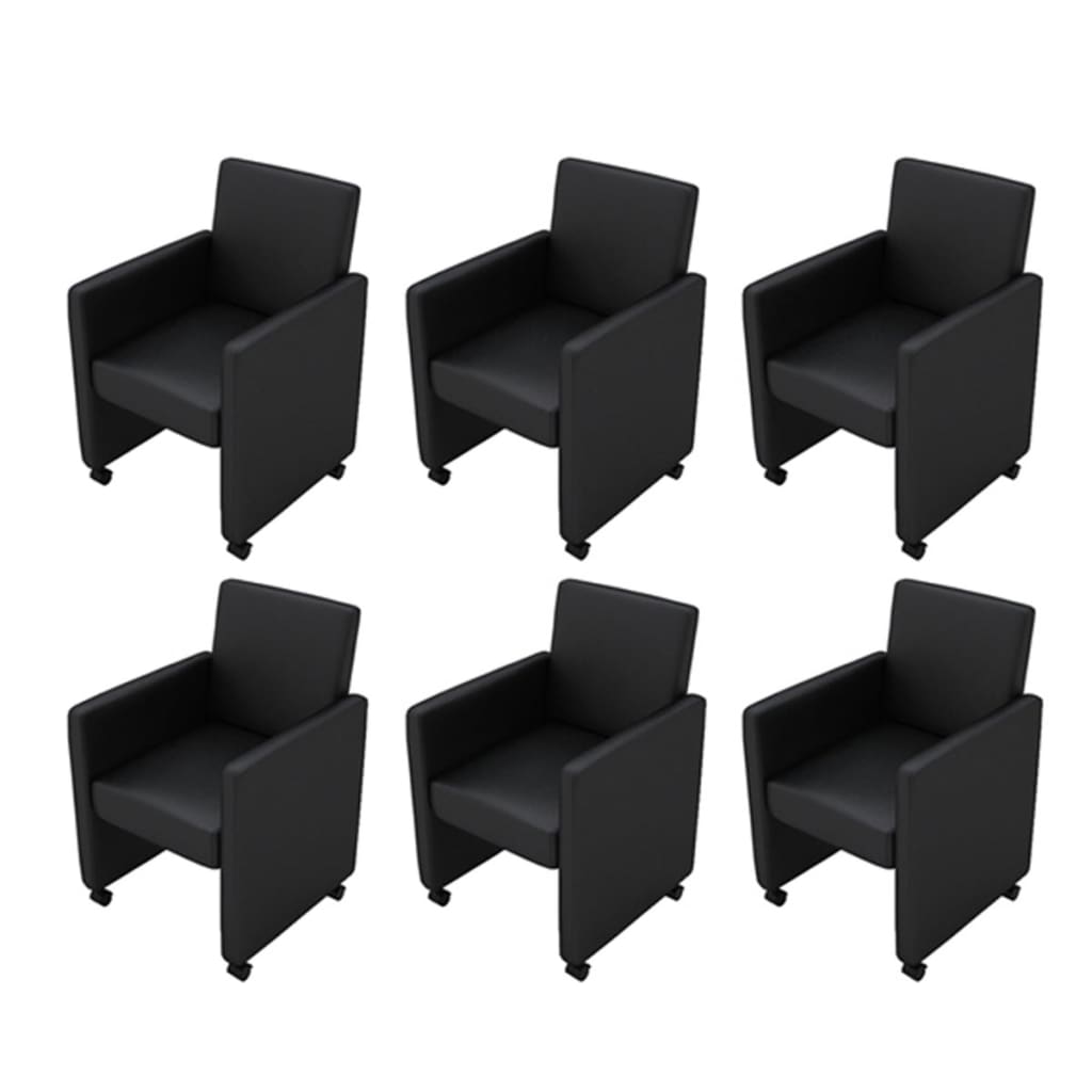 vidaXL Okretne stolice 6 kom crne od umjetne kože