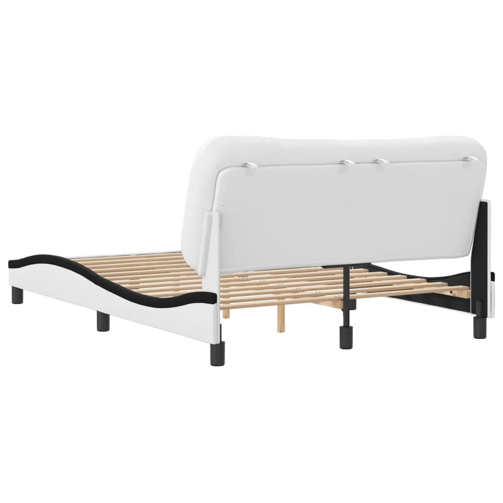 vidaXL Okvir kreveta s uzglavljem bijelo-crni 140x200 cm umjetna koža