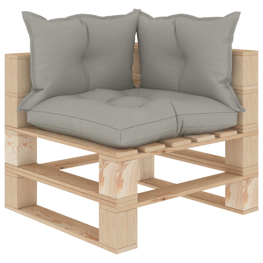 vidaXL Kutna vrtna sofa od paleta sa smeđesivim jastucima drvena
