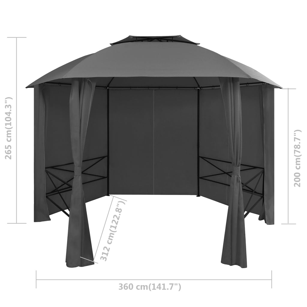vidaXL Vrtni šator sa zavjesama šesterokutni 360 x 265 cm