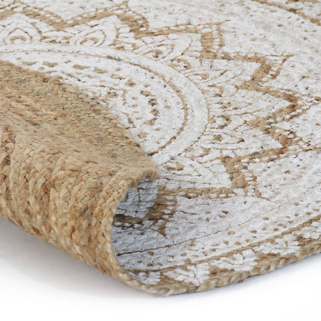 vidaXL Ukrasni pleteni tepih od jute s uzorkom 120 cm okrugli
