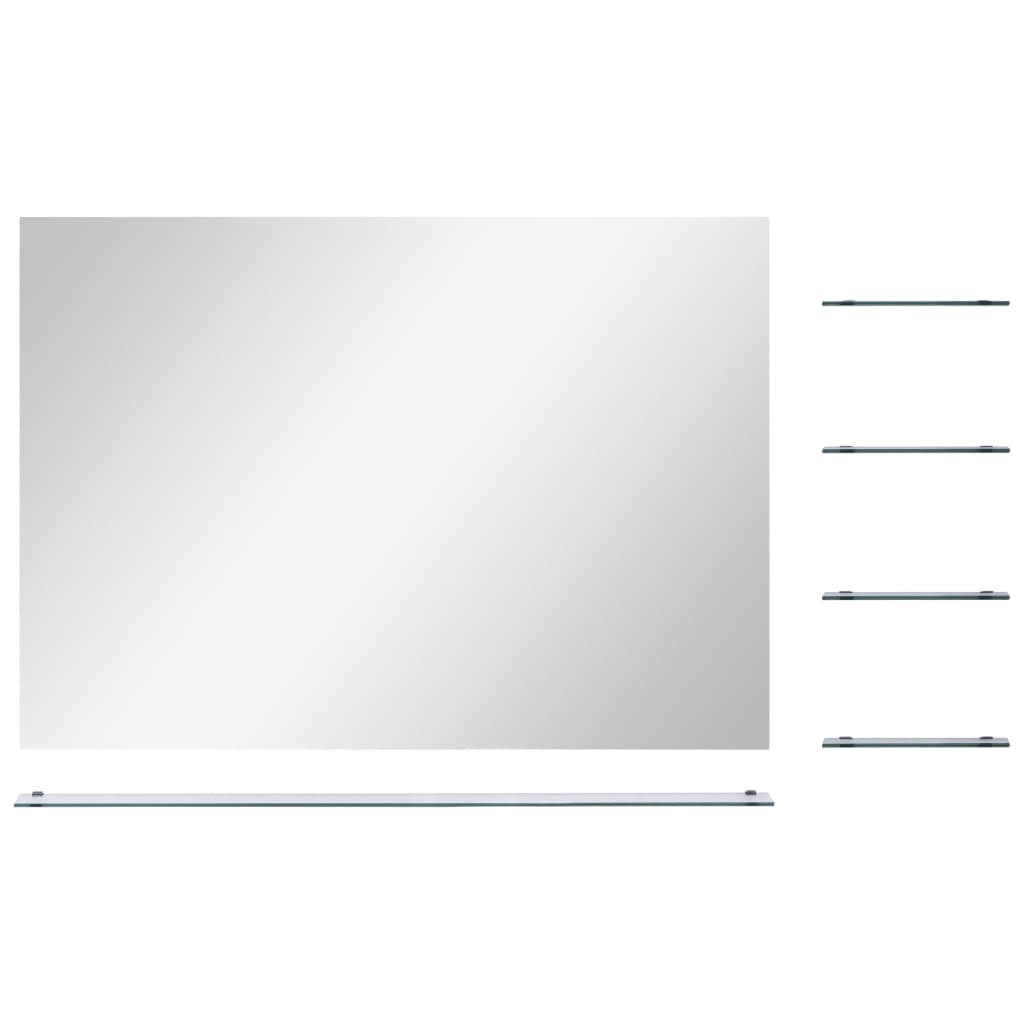 vidaXL Zidno ogledalo s policom 80 x 60 cm od kaljenog stakla