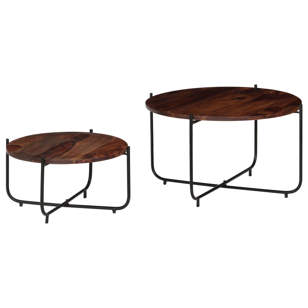vidaXL 2-dijelni set stolića za kavu od masivnog drva šišama 60x35 cm