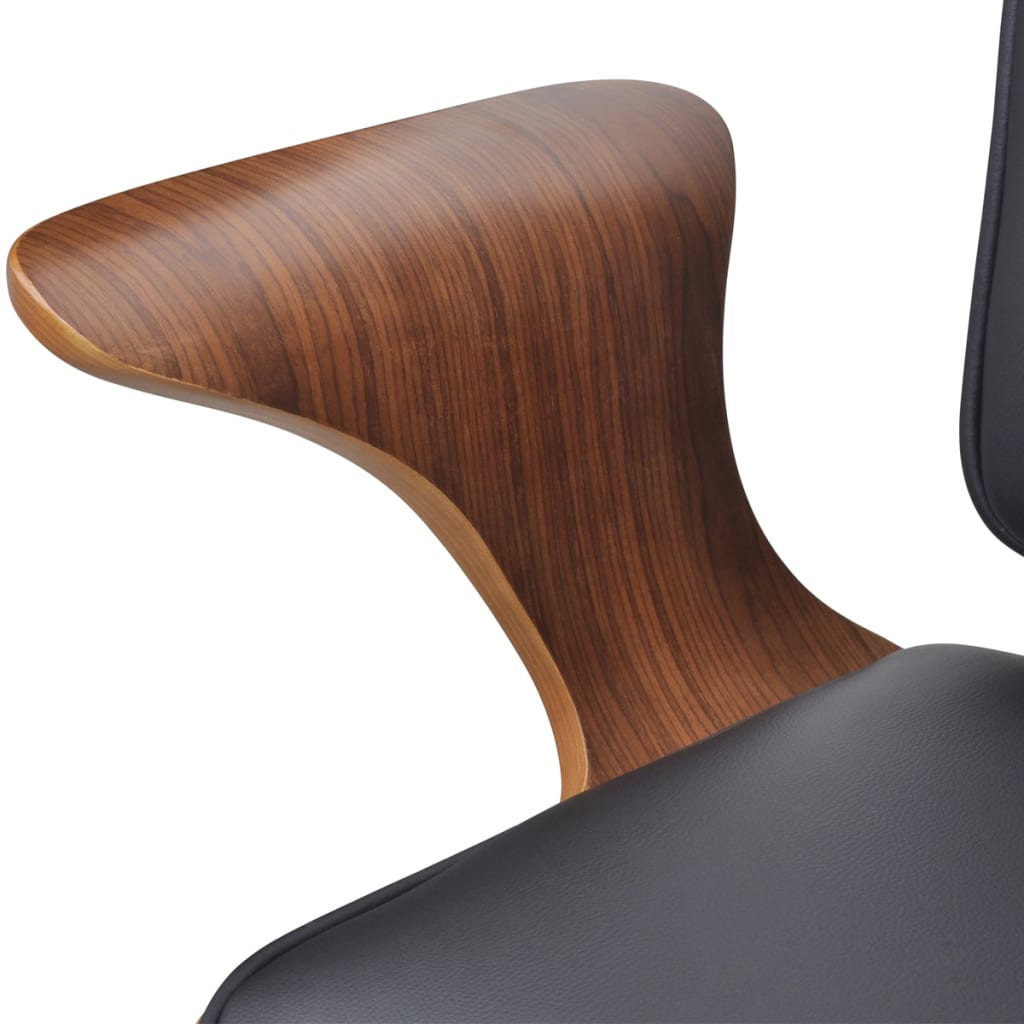 Zakretna uredska stolica savijenog drveta s podstavom od umjetne kože