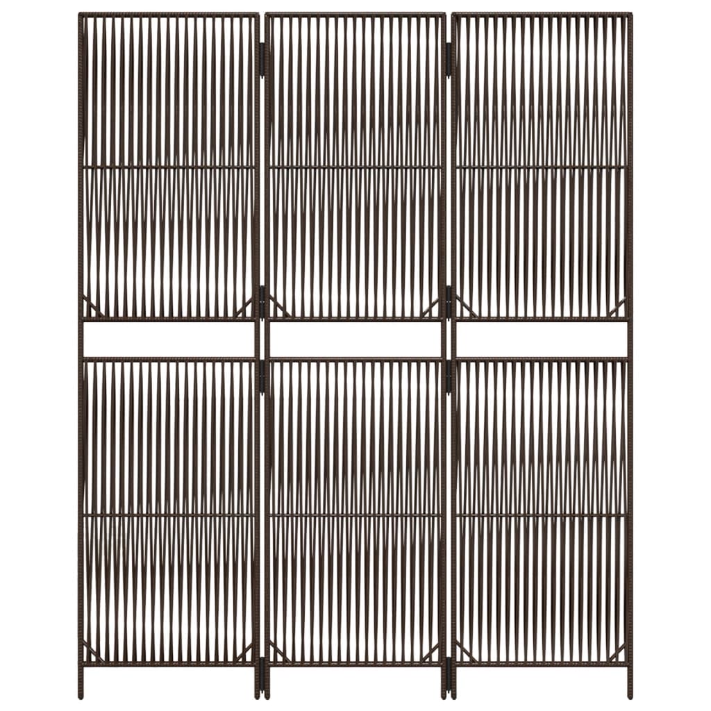 vidaXL Sobna pregrada sa 3 panela smeđa od poliratana