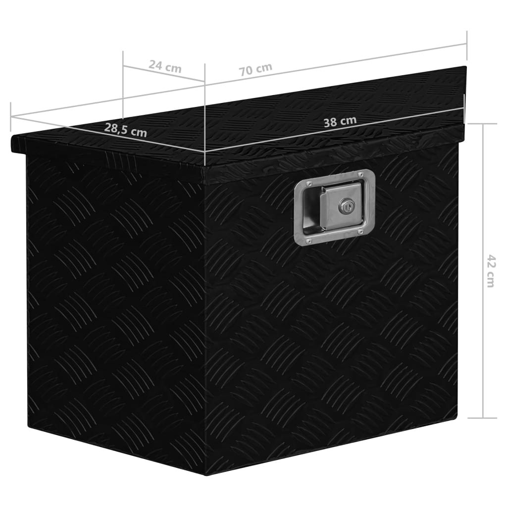 vidaXL Aluminijska kutija 70 x 24 x 42 cm trapezoidna crna