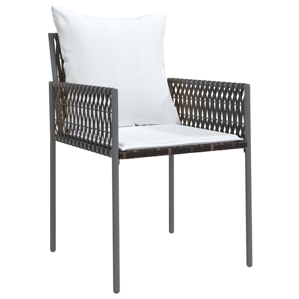 vidaXL Vrtne stolice s jastucima 4 kom smeđe 54x61x83 cm od poliratana