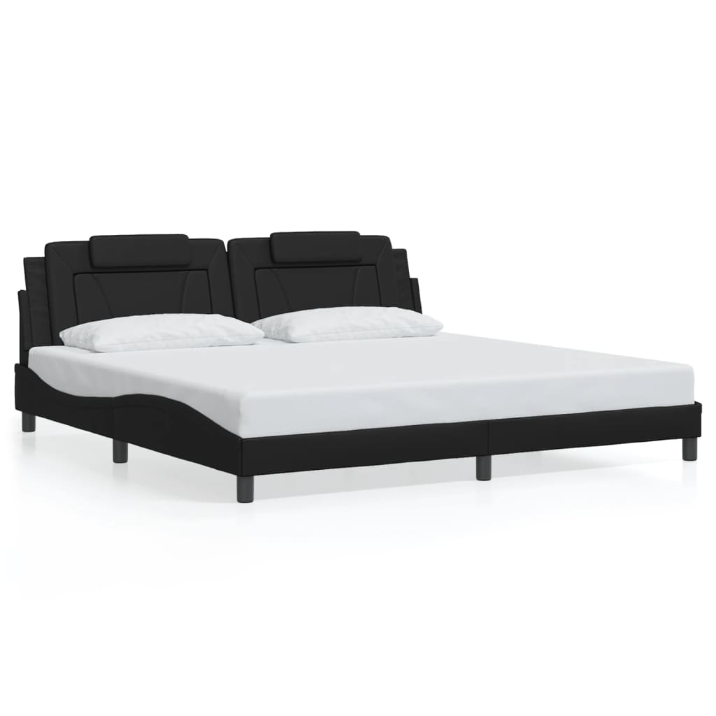 vidaXL Okvir kreveta s LED svjetlima crni 200 x 200 cm od umjetne kože