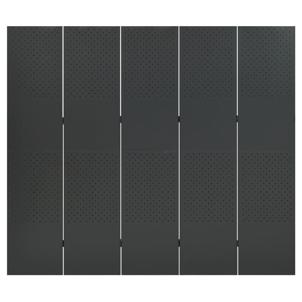 vidaXL Sobna pregrada s 5 panela antracit 200 x 180 cm čelična