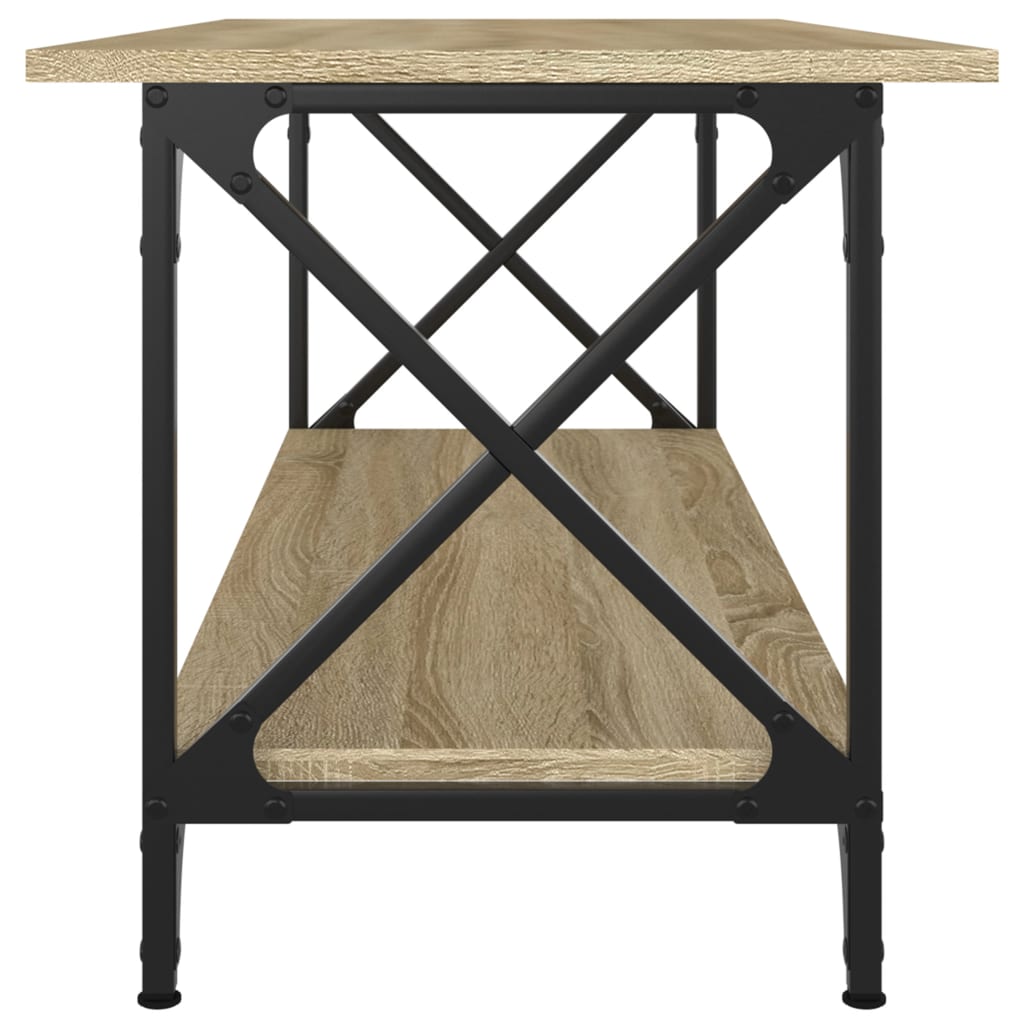 vidaXL Stolić za kavu boja hrasta 100x45x45 cm od drva i željeza