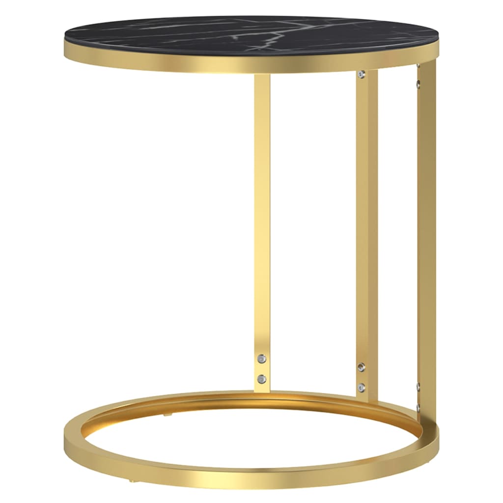 vidaXL Bočni stolić zlatni s crnim mramorom 45 cm od kaljenog stakla