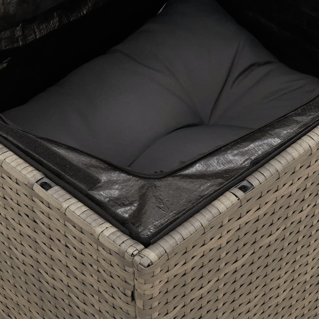 vidaXL Vrtna sofa bez naslona za ruke s jastucima siva od poliratana