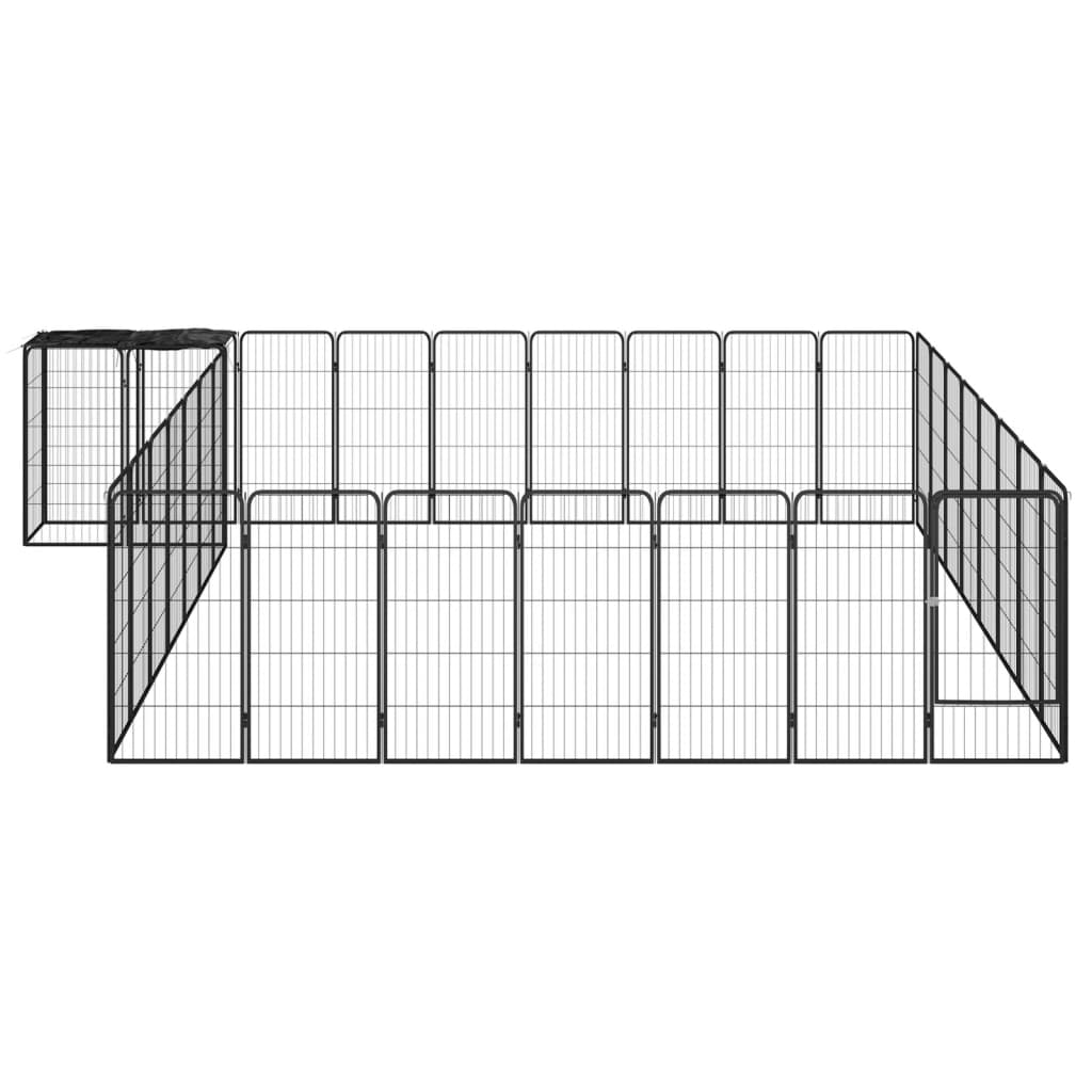 vidaXL Ograda za pse s 34 panela crna 50 x 100 cm čelik obložen prahom