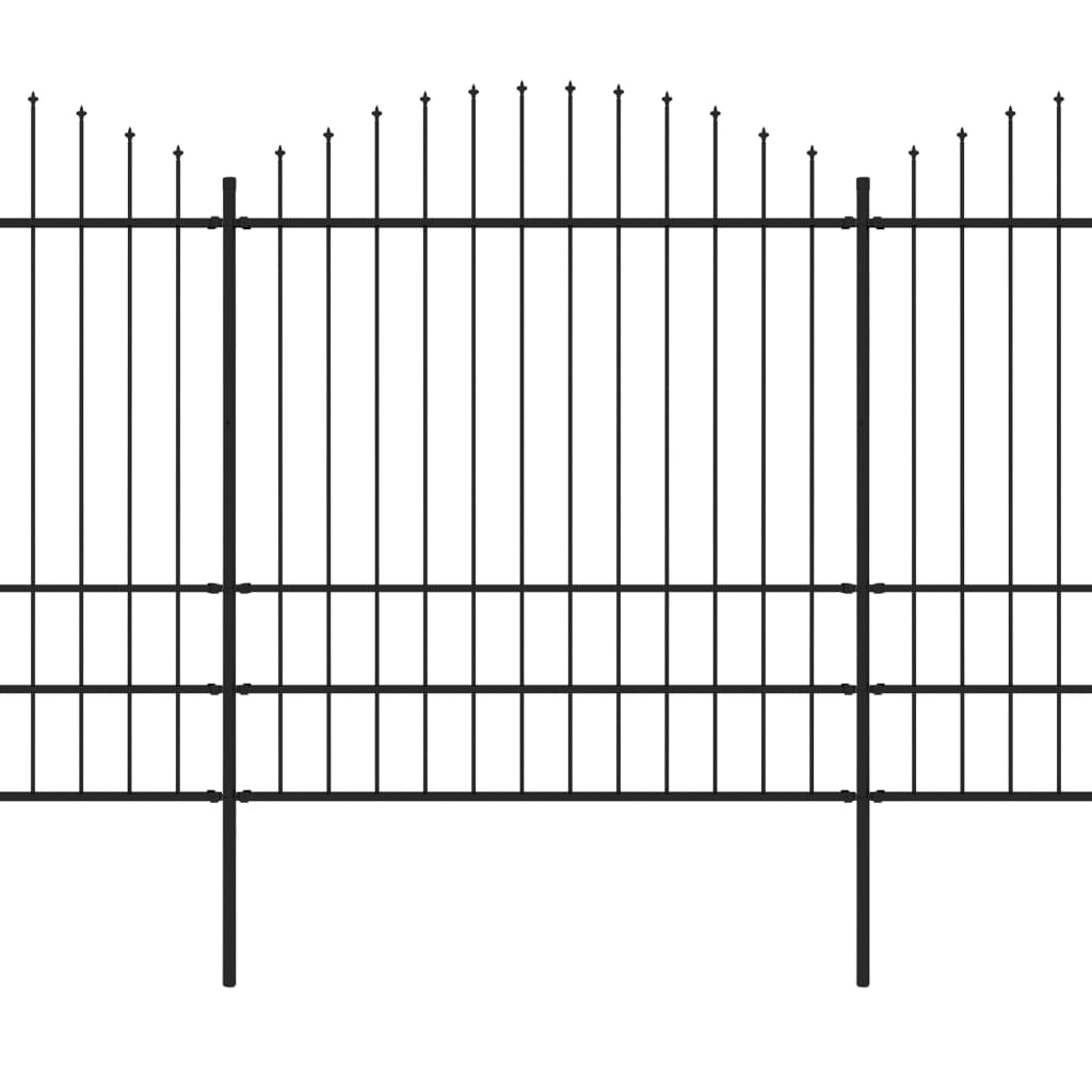 vidaXL Vrtna ograda s ukrasnim kopljima (1,75-2) x 6,8 m čelična crna