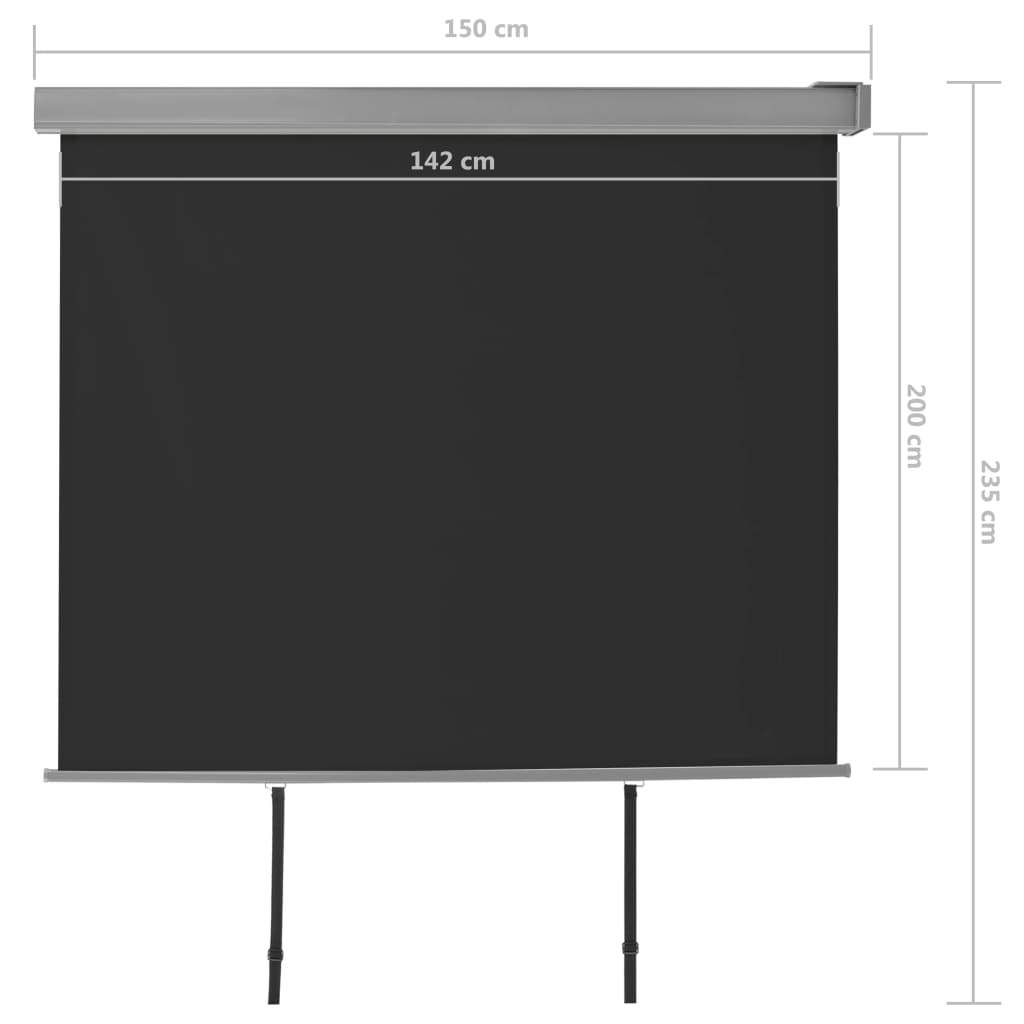 vidaXL Balkonska bočna tenda višenamjenska 150 x 200 cm crna