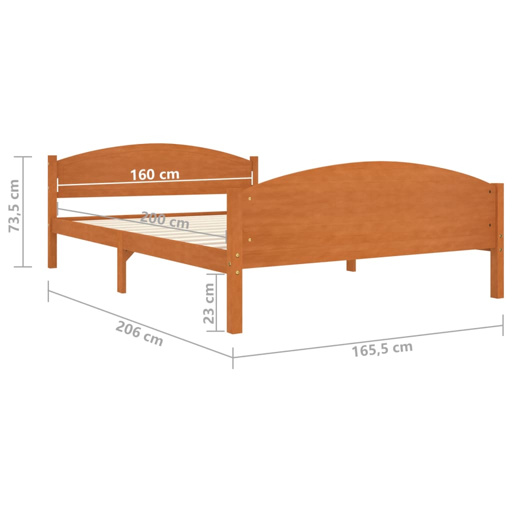 vidaXL Okvir za krevet od masivne borovine boja meda 160 x 200 cm