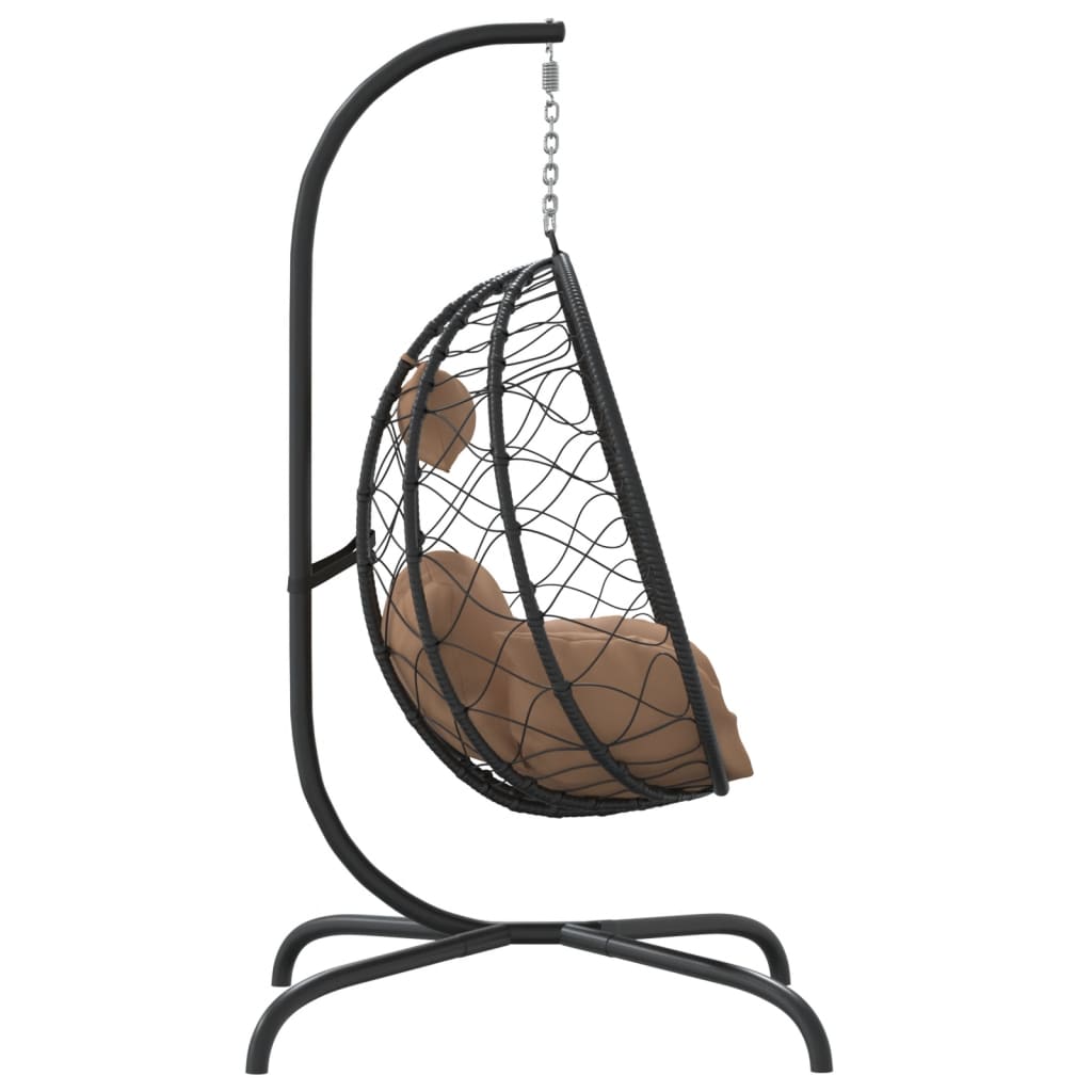 vidaXL Viseća stolica jaje s jastukom smeđesiva od poliratana i čelika