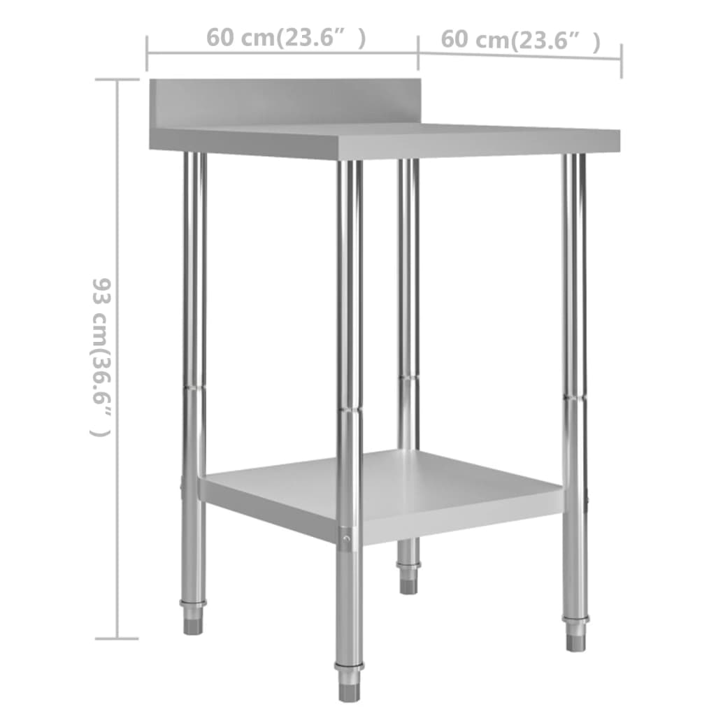 vidaXL Kuhinjski radni stol 60 x 60 x 93 cm od nehrđajućeg čelika