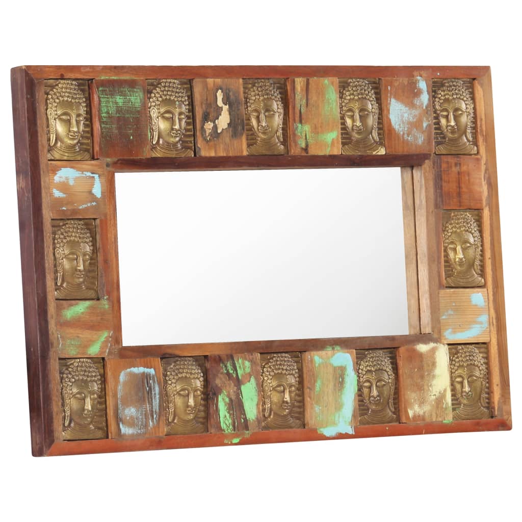 vidaXL Ogledalo s likom Buddhe 80 x 50 cm od masivnog obnovljenog drva