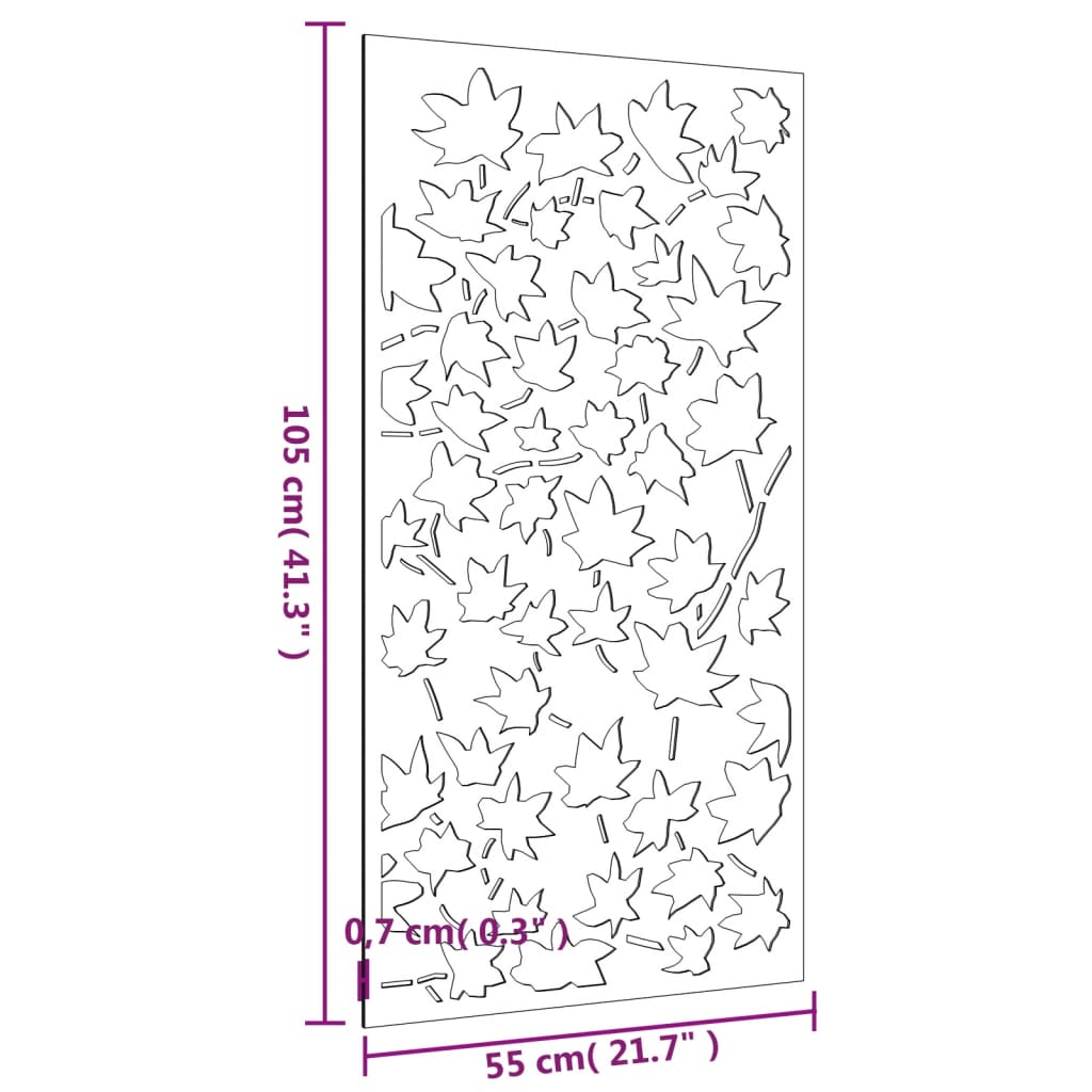 vidaXL Vrtni zidni ukras 105x55 cm čelik CORTEN uzorak javorovog lišća