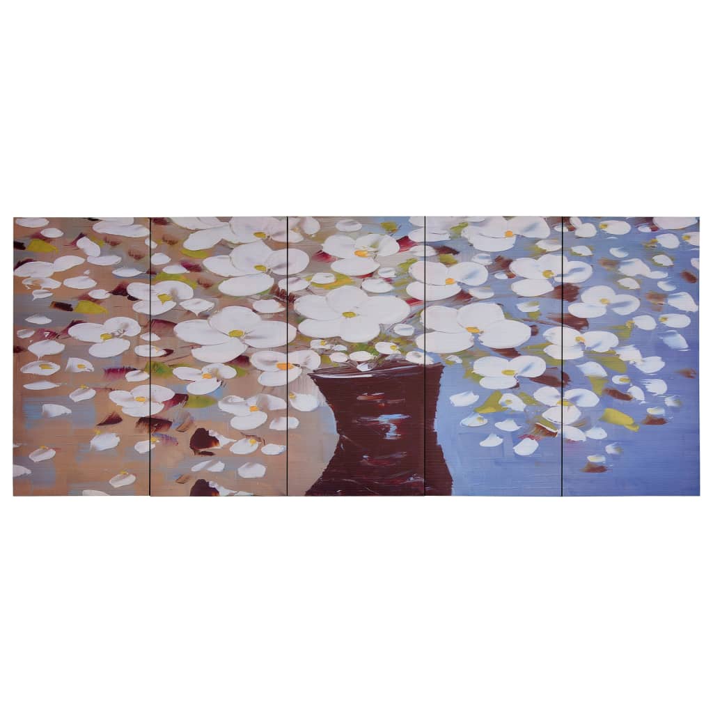 vidaXL Set zidnih slika na platnu s uzorkom cvijeća u vazi 200 x 80 cm