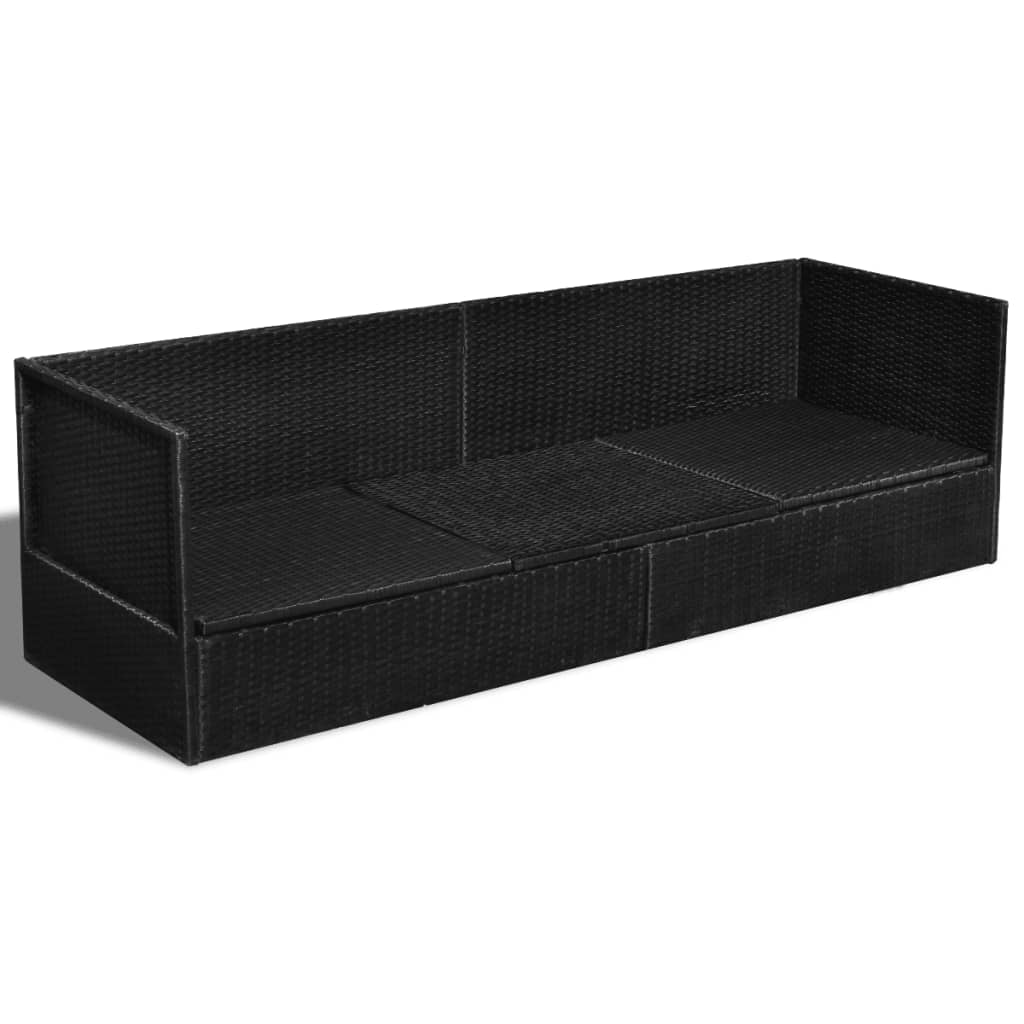 vidaXL Vrtna sofa s jastucima poliratan crna