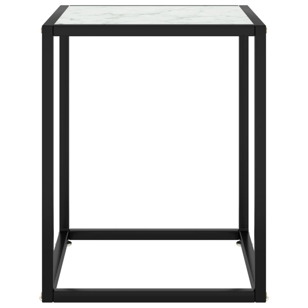 vidaXL Stolić za kavu crni s bijelim mramornim staklom 40 x 40 x 50 cm