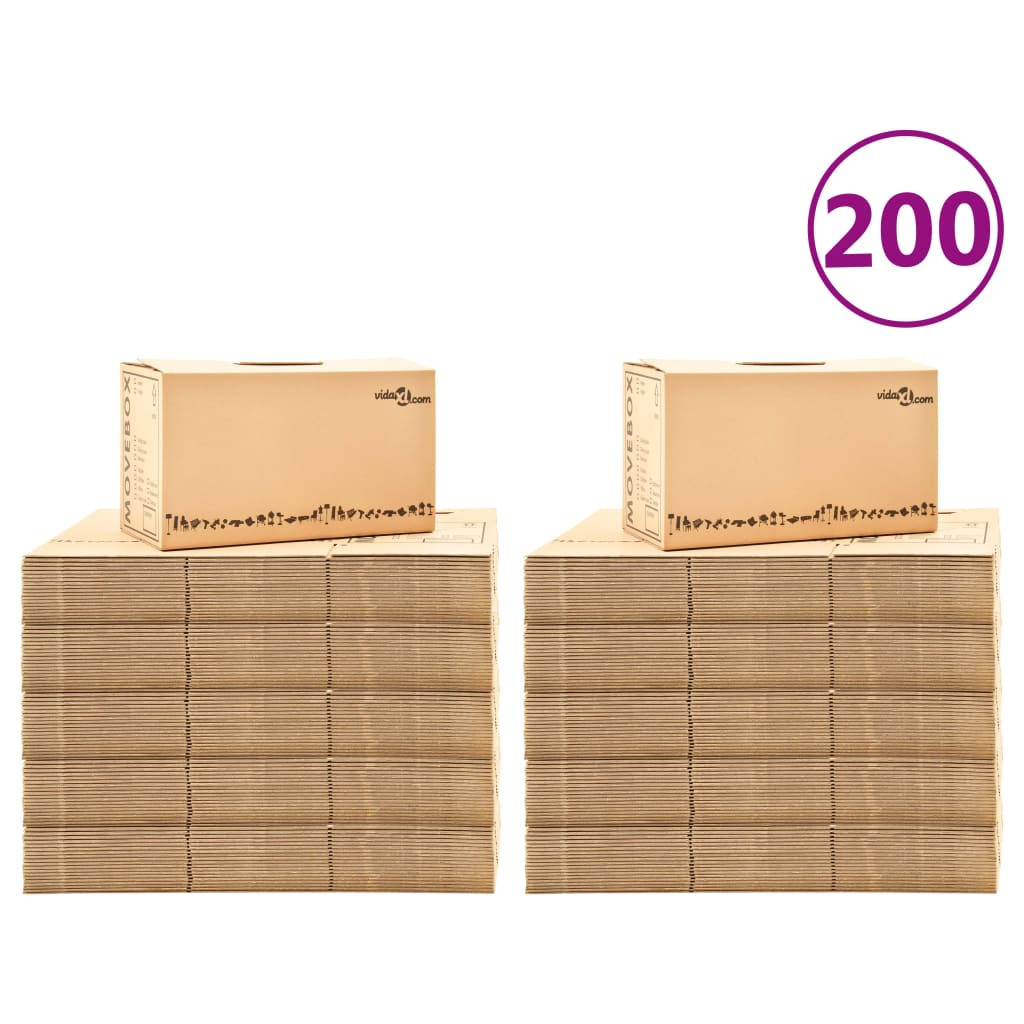 vidaXL Kutije za selidbu kartonske XXL 200 kom 60 x 33 x 34 cm