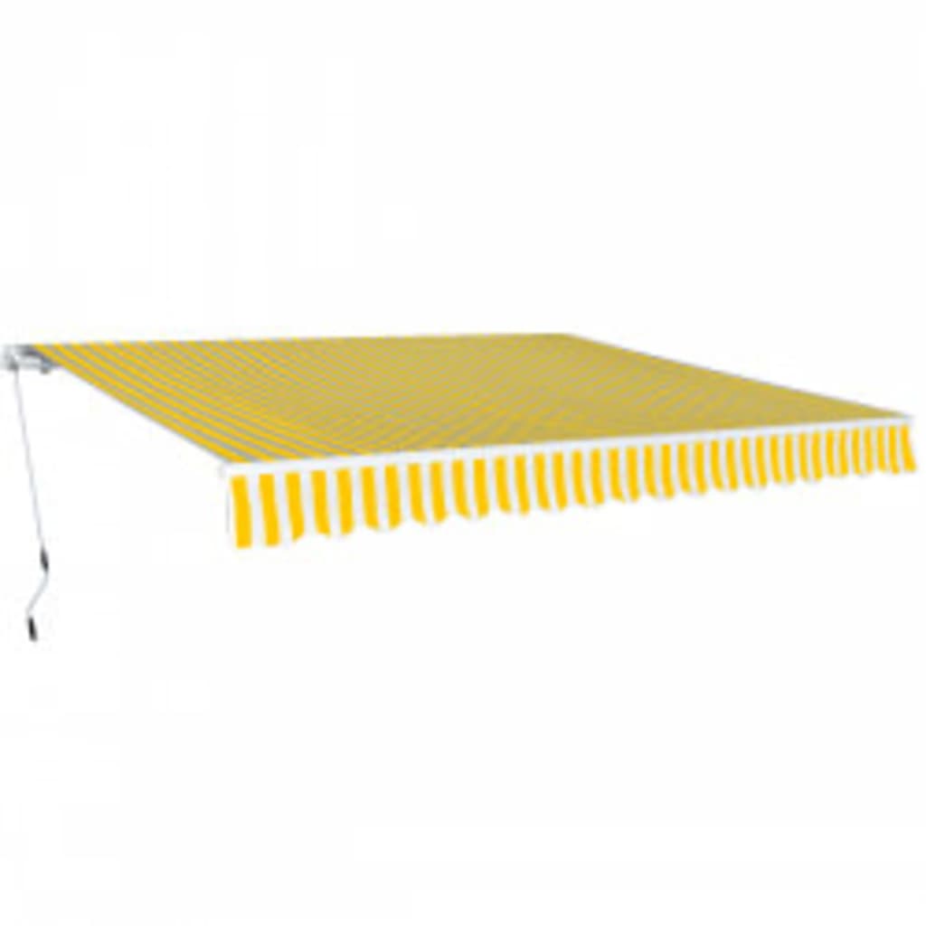 vidaXL Sklopiva tenda na ručno upravljanje 600 cm žuto-bijela