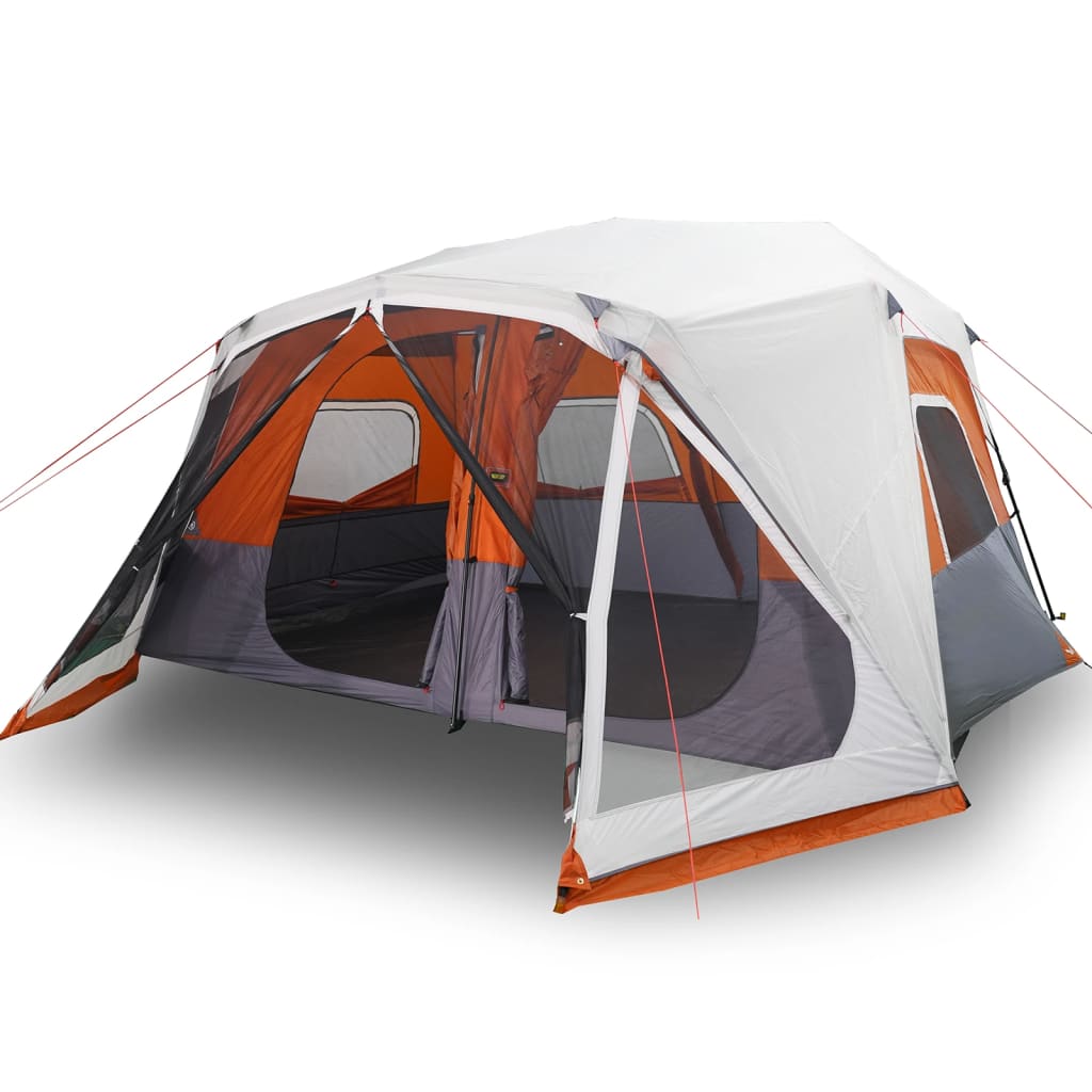 vidaXL Obiteljski šator LED 10 osoba sivo-narančasti brzo otpuštanje